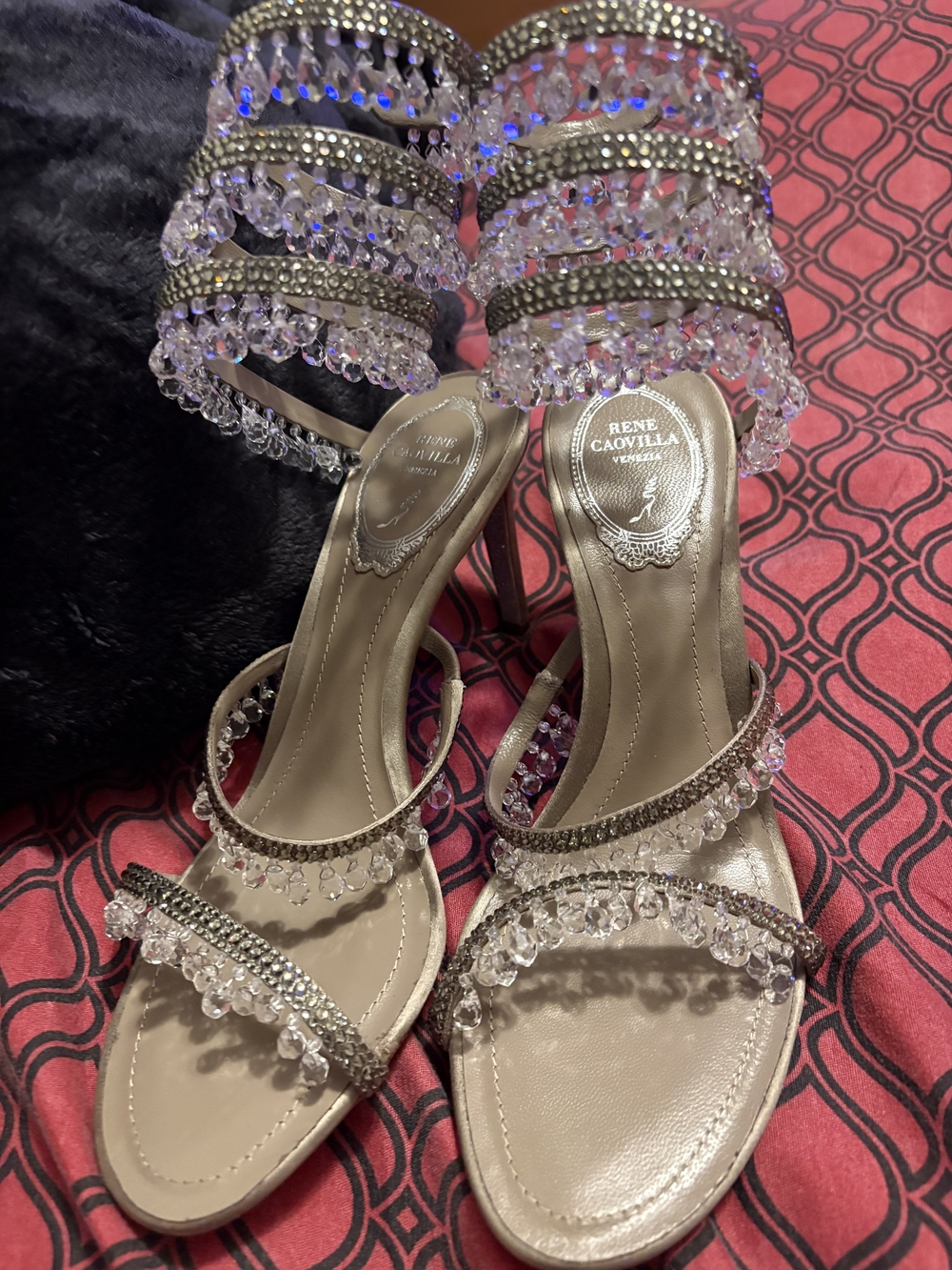 Rene Caovilla Chandelier Silver Sandal 80